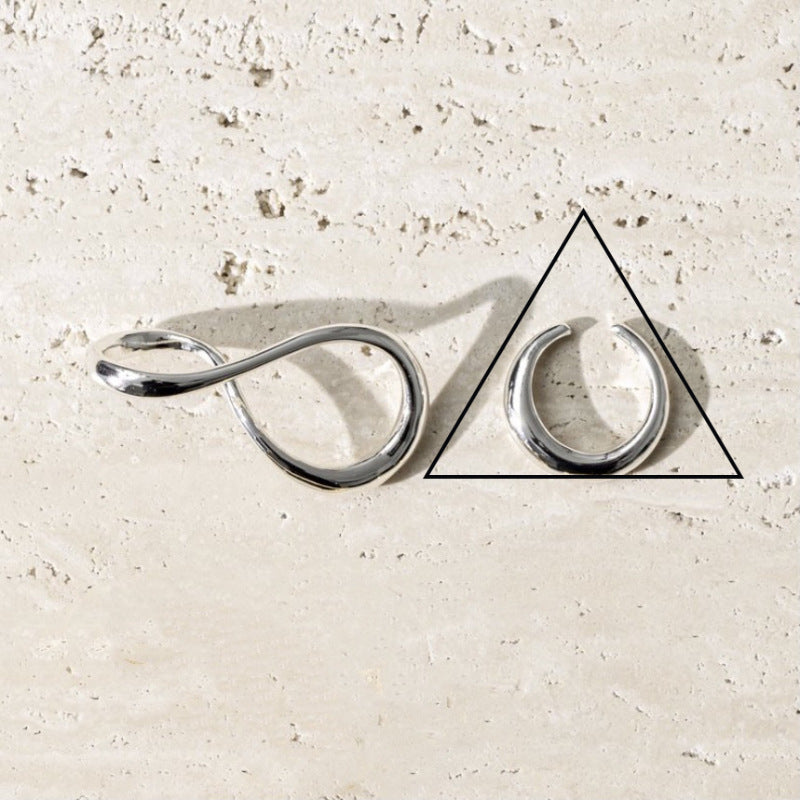 Anillo metálico para madre e hijo con forma de tira de Mobius, moda femenina, todo a juego