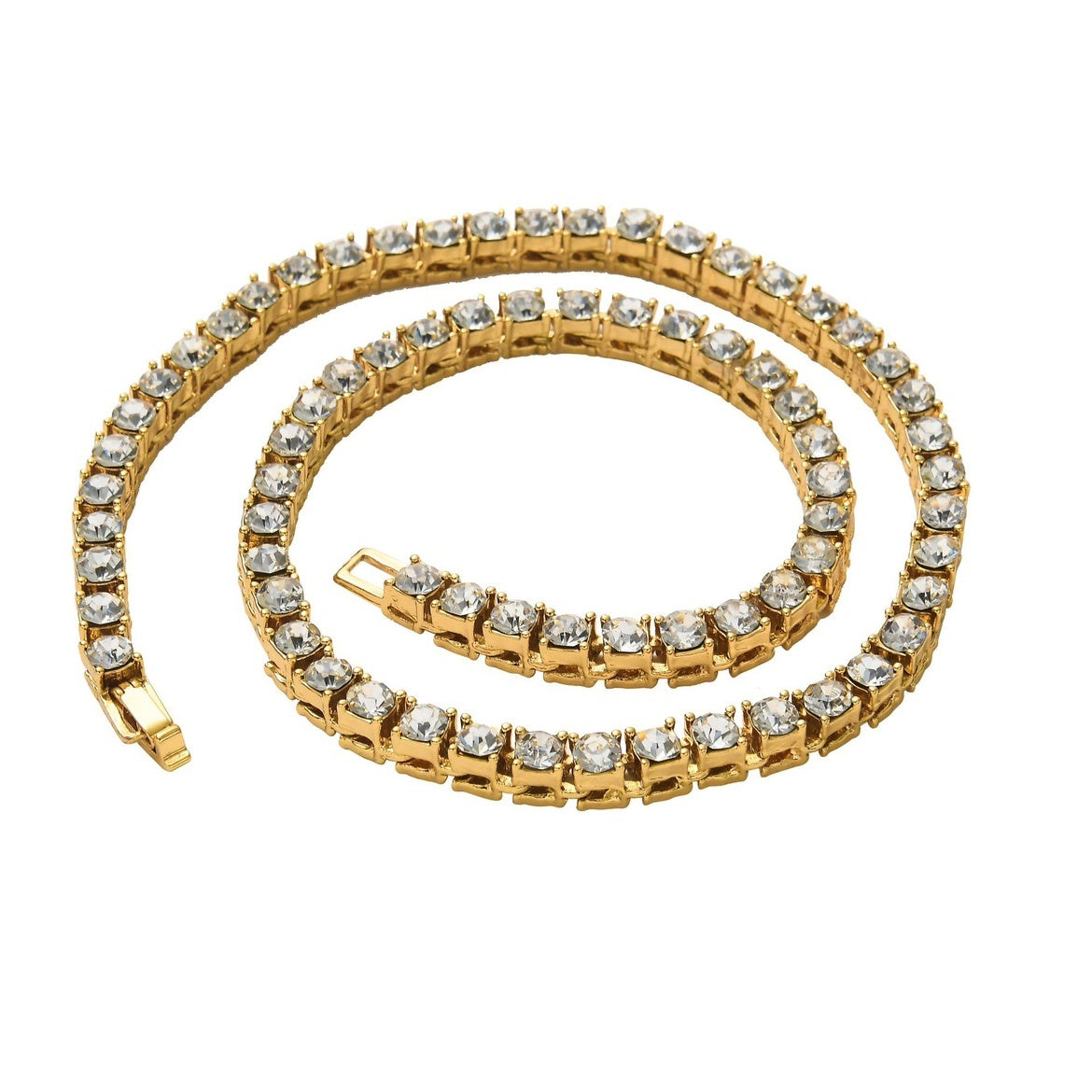 Exquisito collar estilo callejero con diamantes y circonitas
