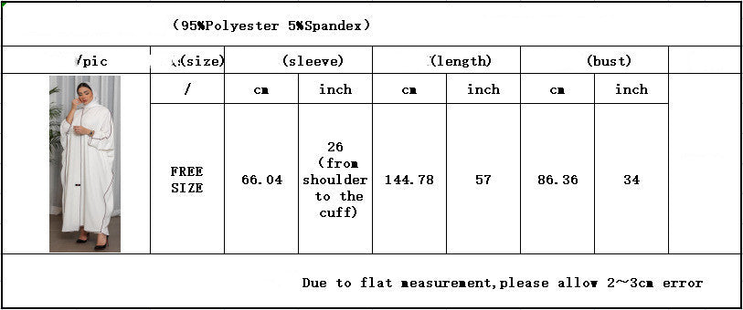 Robe Abaya grande taille en patchwork blanc pour femmes