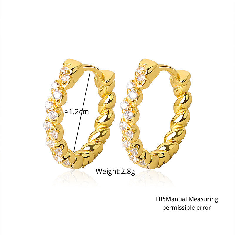 Boucles d'oreilles Vintage à motif de vis, plaqué or, Zircon pour femmes