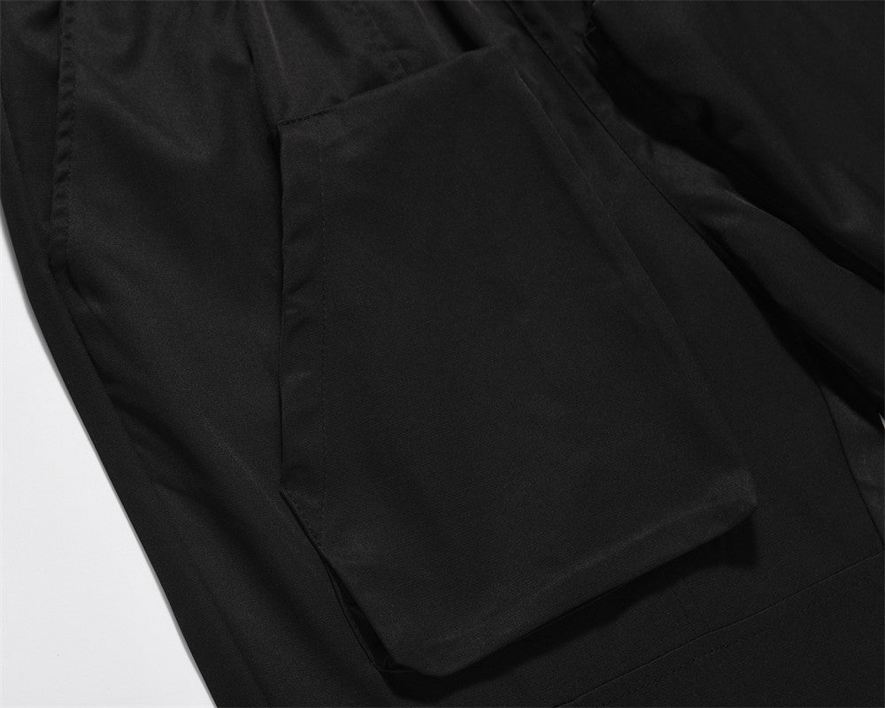 Men's Solid Color Loose Elastic-waist Straight-leg Pants