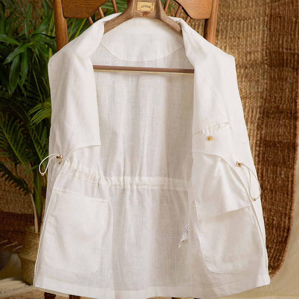 Men's Linen Cotton Thin Breathable Casual Coat Jacket