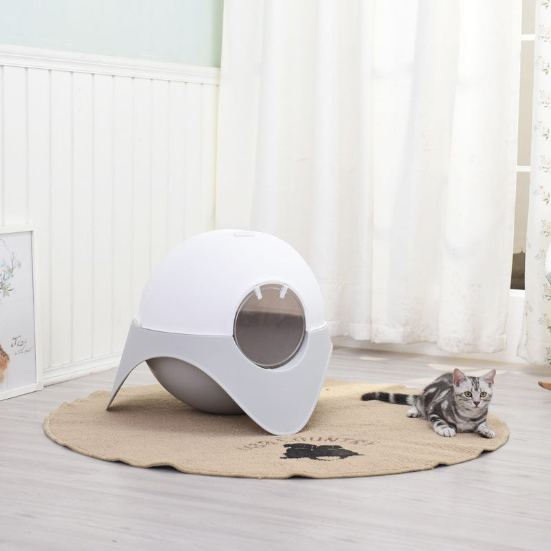 Bac à litière entièrement fermé, maison de neige, toilettes pour chats, grand bac à litière ovni