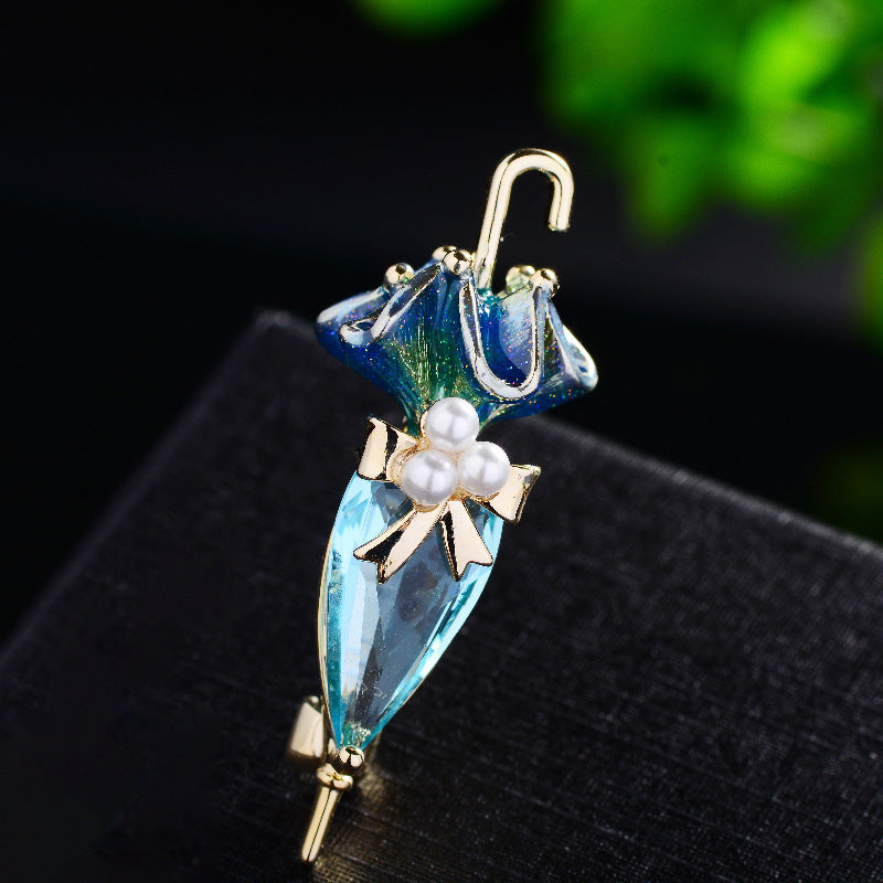 Accessoires créatifs d'épingle de vêtements de Zircon d'émail de parapluie