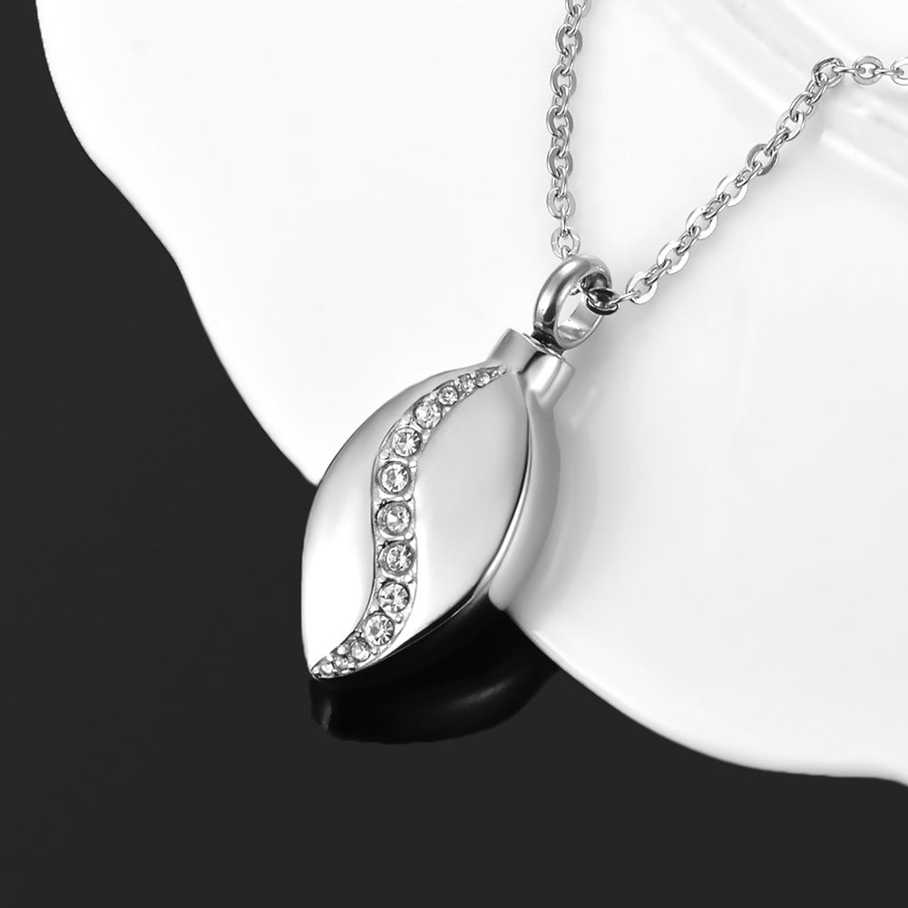 Collar con colgante de botella de perfume de diamantes con gotas de agua minimalistas de acero inoxidable