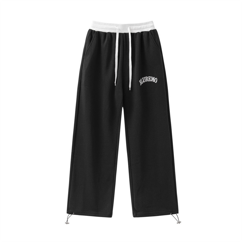 American Street Simple Letter Embroidery Casual Straight Trousers
