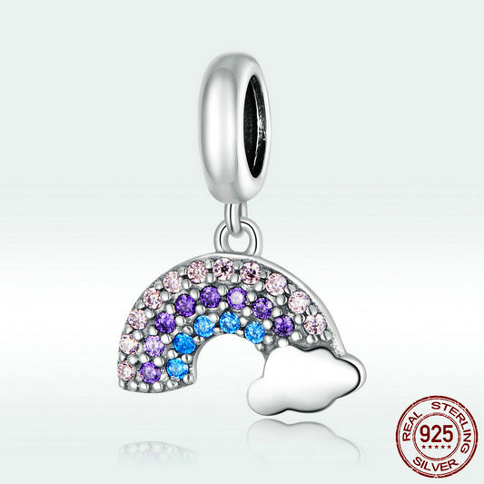 Accessoires d'ornements de pendentif en argent sterling S925 de couleur arc-en-ciel