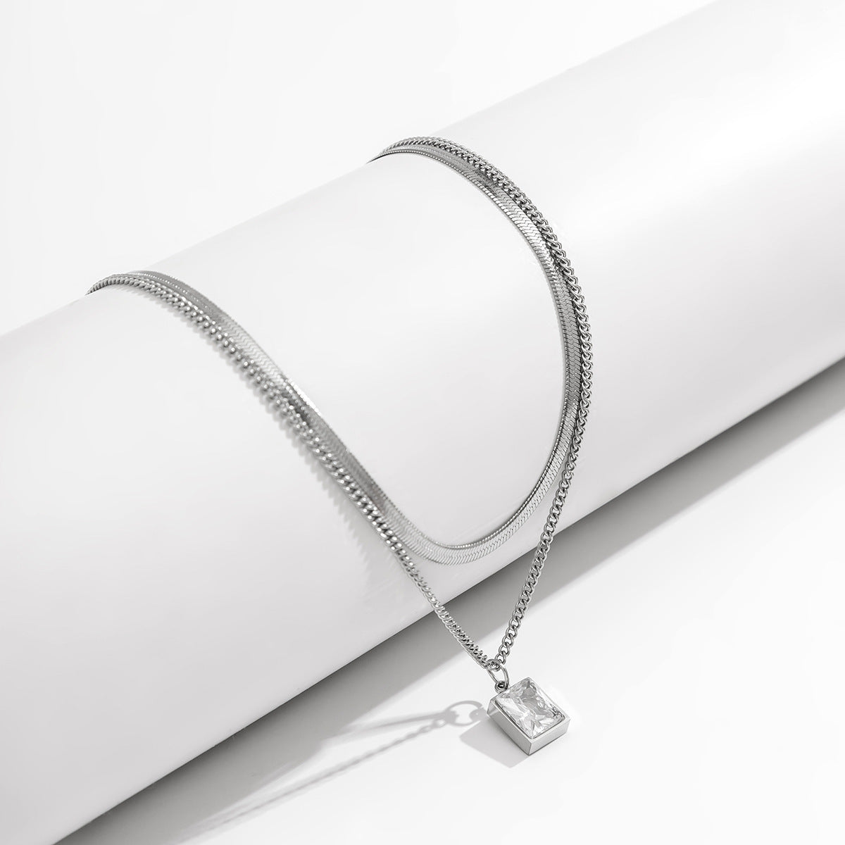 Simple Fashion Square Diamond Snake Bones Chain