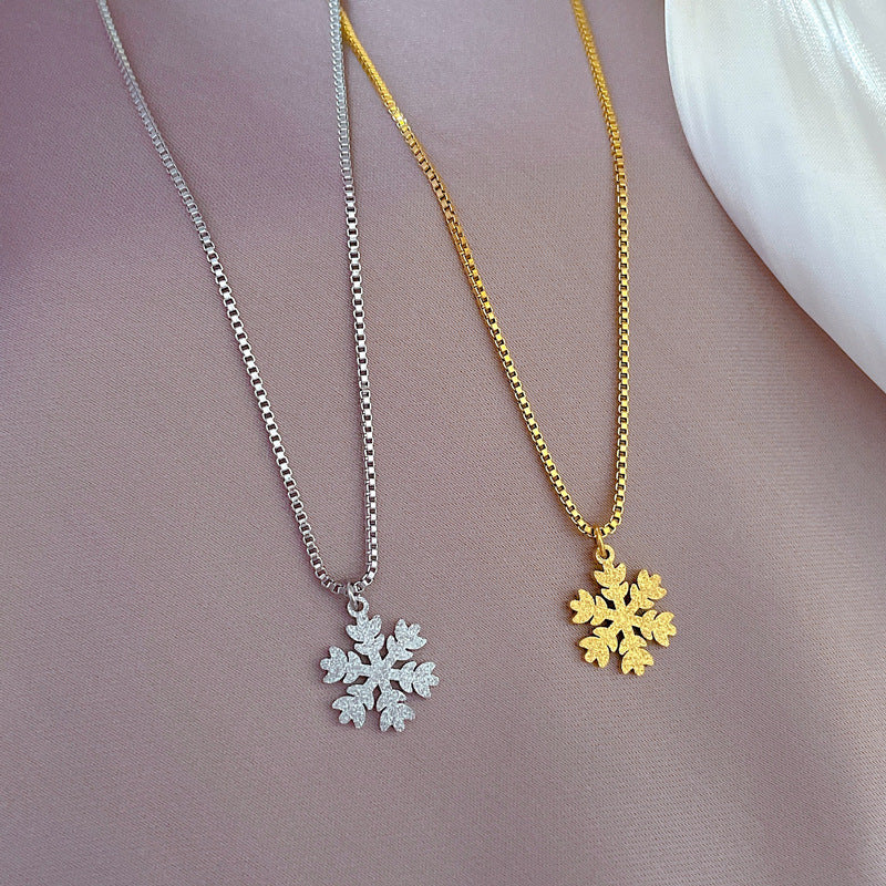 Collier minimaliste flottant en forme de flocon de neige pour femme, poêle en or véritable