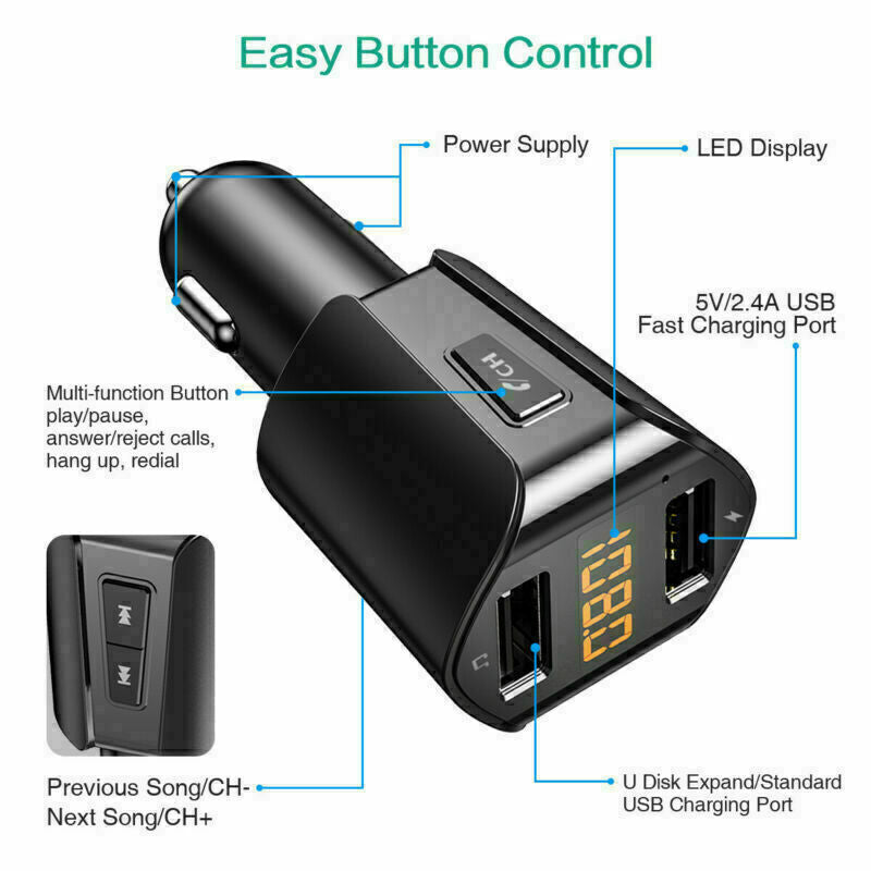 Lecteur MP3 pour voiture, Radio sans fil, Bluetooth, transmetteur FM, adaptateur, 2 ports USB, Kit de voiture, nouvelle collection