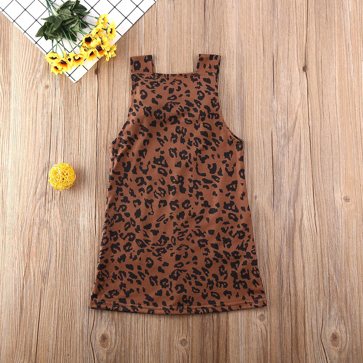 Vestido de leopardo para niñas y niños, sin mangas, informal