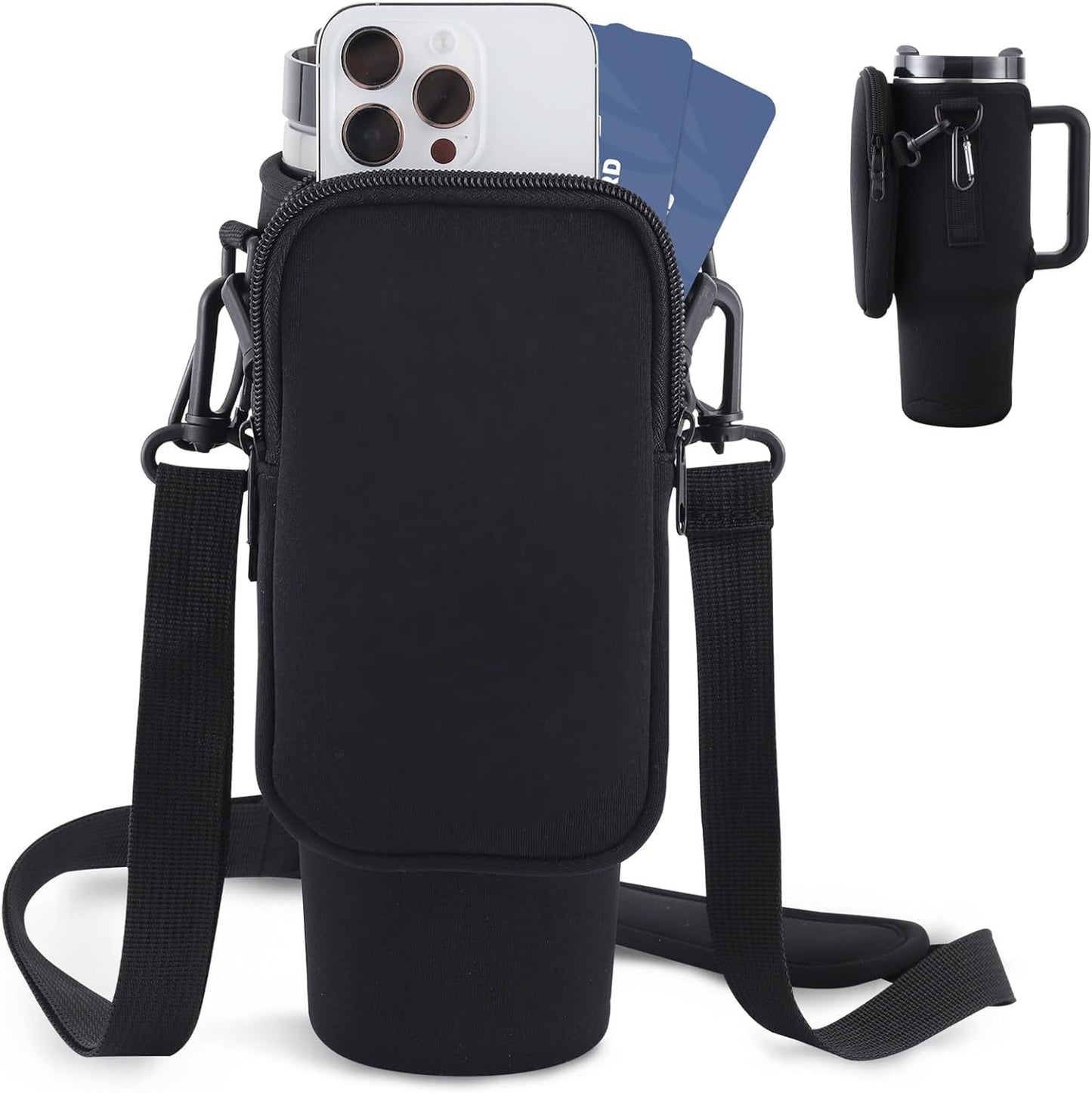 Slok Sac de transport pour bouteille d'eau, compatible avec un gobelet de 1 134 g avec poignée, porte-bouteille d'eau moderne avec sangle réglable simple pour la marche en plein air, la randonnée, les voyages, les sports - Bleu violet
