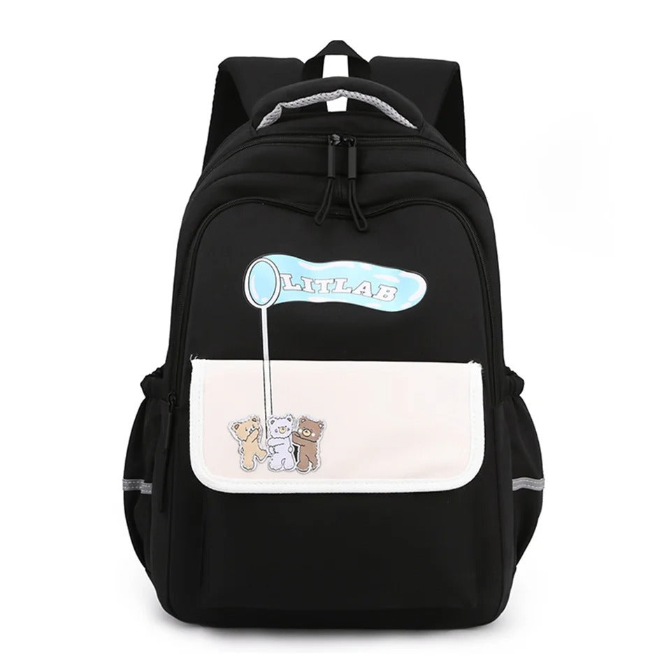 Mochila con letras lindas Mochila con retazos en contraste de color para mujer