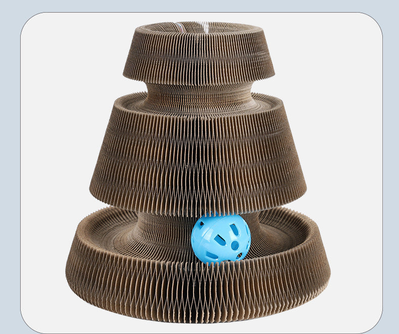 Rascador para gatos plegable, órgano mágico, juguete con campana, garra de molienda para gatos, marco de escalada, juguetes interactivos redondos corrugados para gatos