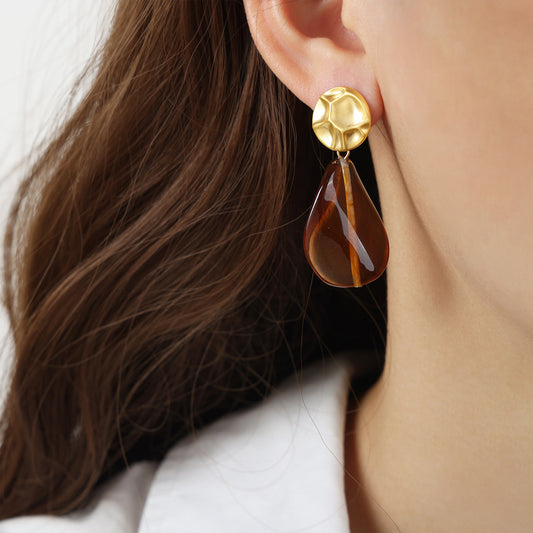 Retro Fashion And Personalized Exaggerated Geometric Blooming Resin Pendant Earrings