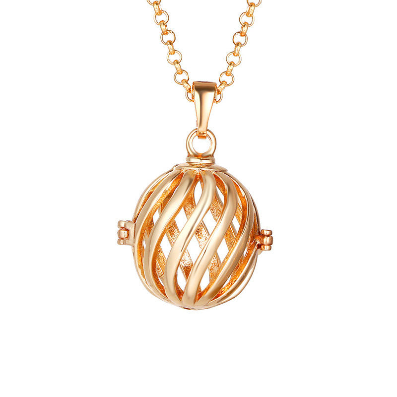 Aromatherapy Zircon Cage Hollow Necklace Essential Oil Diffuser Perfume Box Antique Traditional Han Clothing Accessories