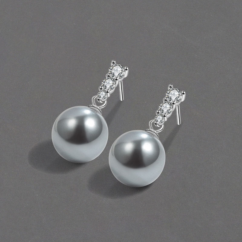 Petites boucles d'oreilles en perles de diamant brillantes pour femmes