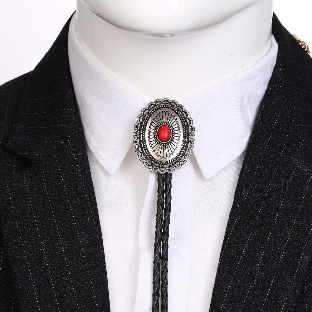 Celtic Pattern Turquoise Agate Bolo Tie
