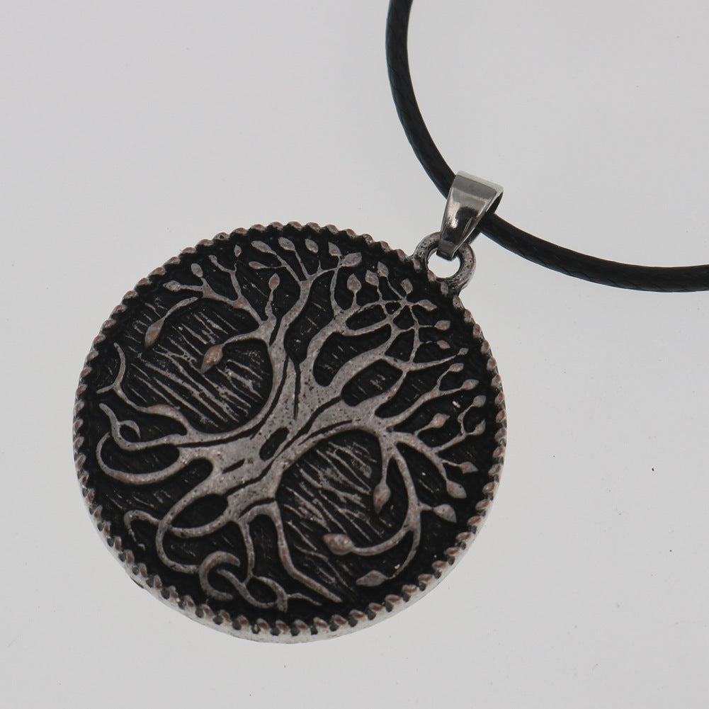 Viking arbre de vie pendentif en alliage de Zinc Vintage Aoding Rune monde arbre collier rond