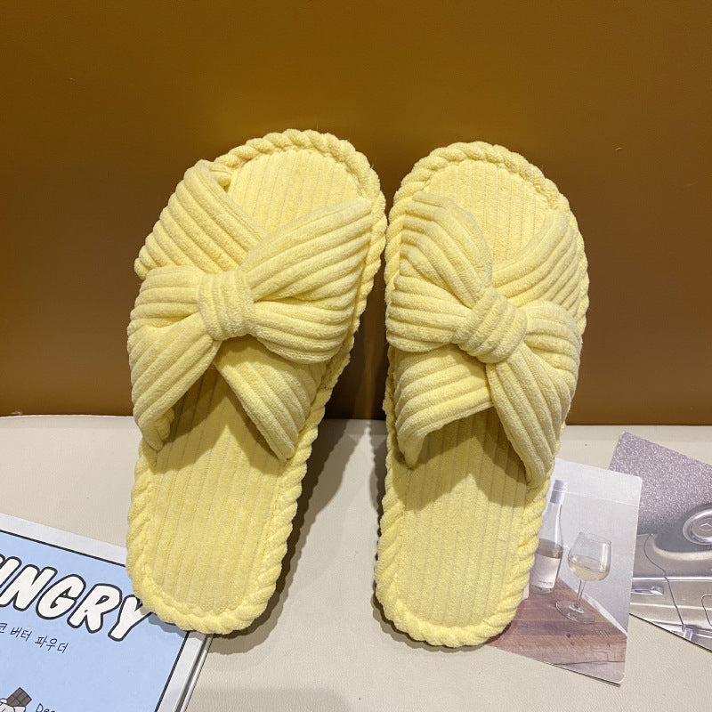 Pantoufles confortables en coton et lin à fond mou d'intérieur, jolie maison