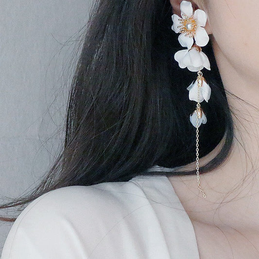 Boucles d'oreilles longues fleurs pour mariée