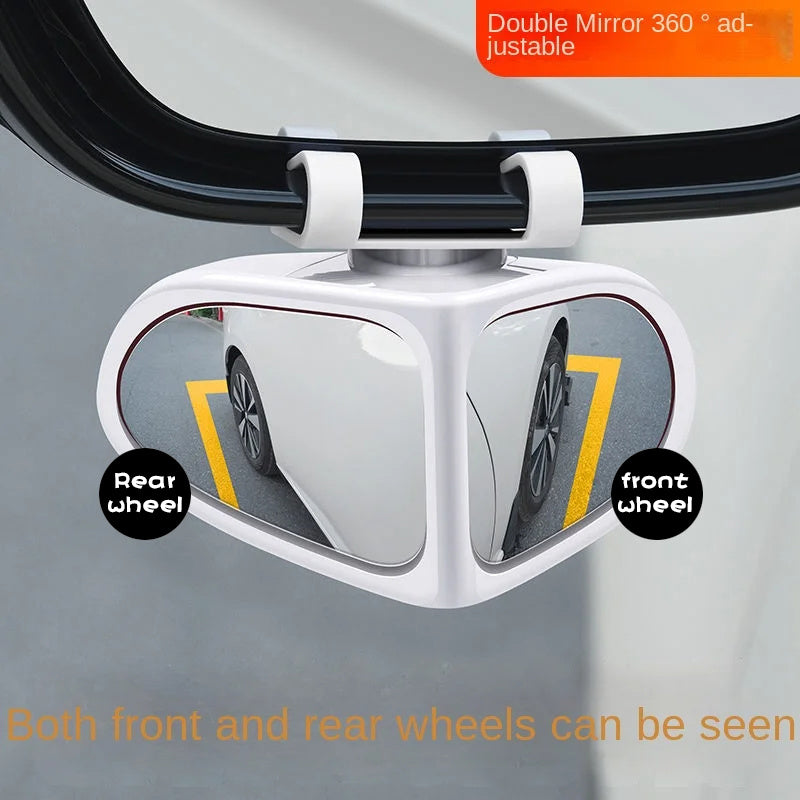 Petit rétroviseur rond de voiture, rétroviseur grand angle pour roues avant et arrière, rétroviseur auxiliaire double face, rétroviseur latéral grand angle réglable à 360 ° pour voiture