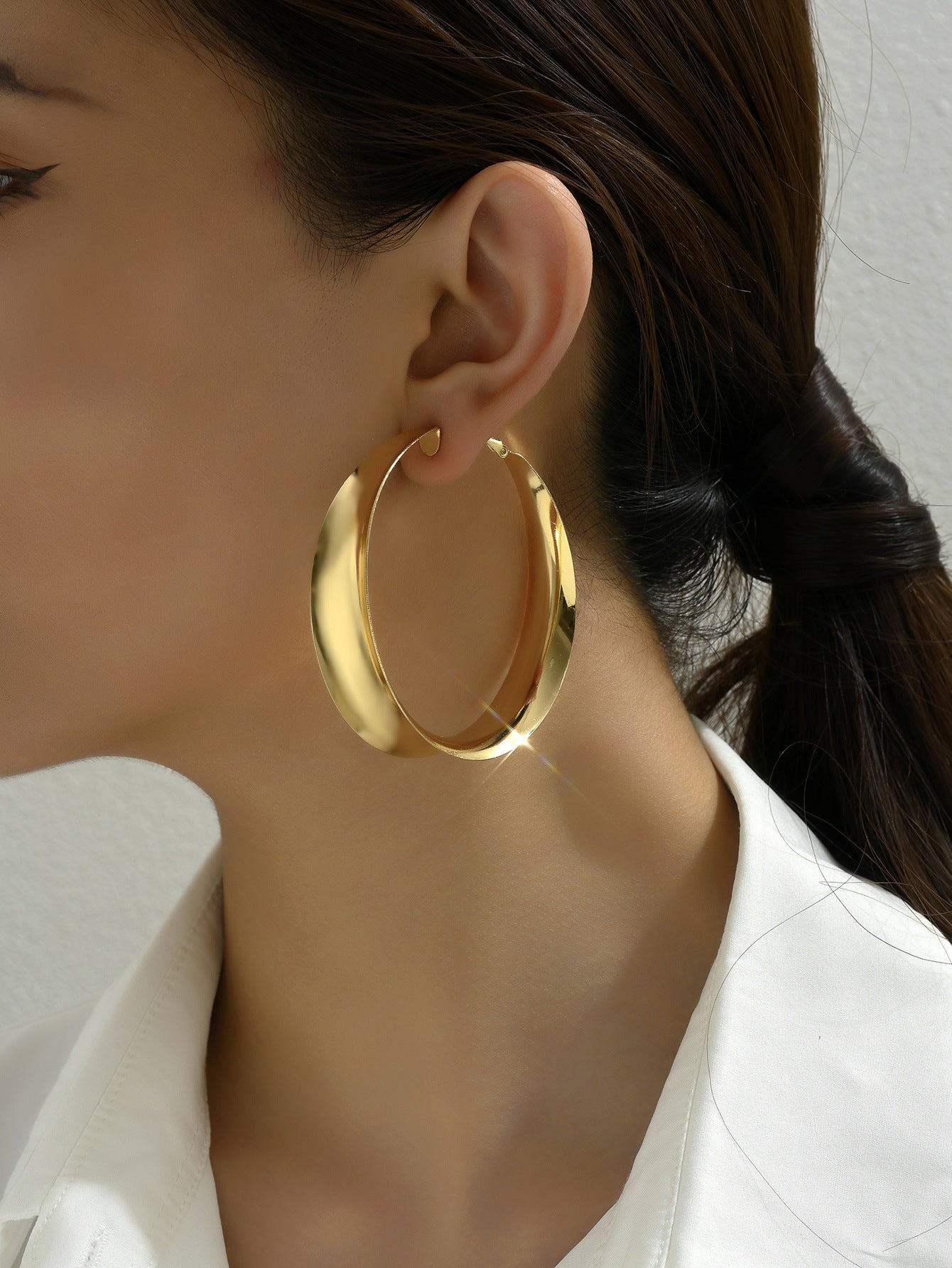 Anneau d'oreille brillant exagéré de personnalité Simple de Style européen et américain