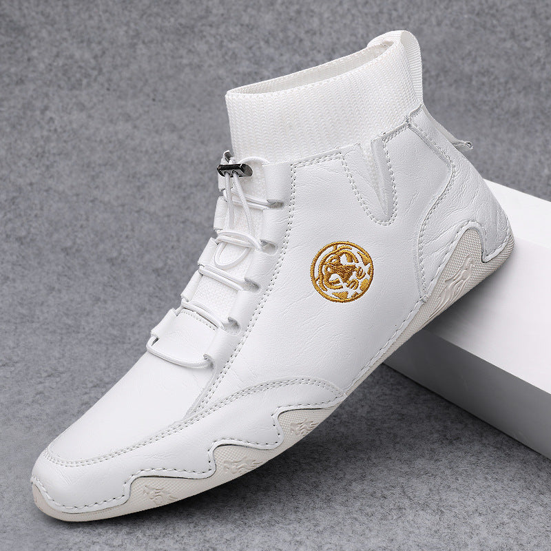 Real Leather With Fleece Lining Mid-top Wool Socks Mouth Octopus Leather Boots