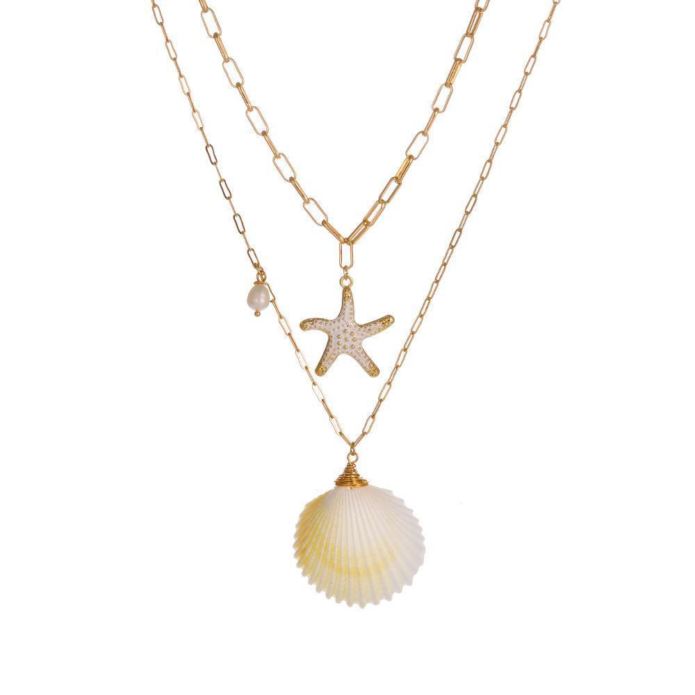 Pendentif de conque d'étoile de mer de coquille de perle de mode