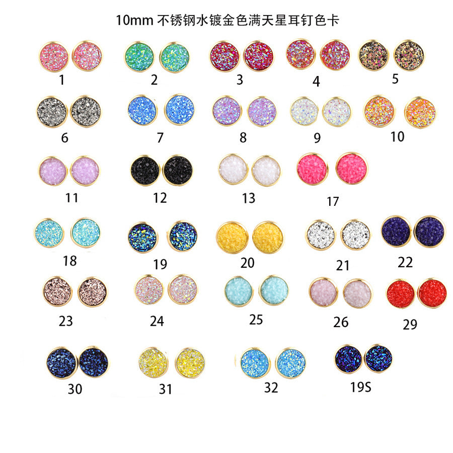 Boucles d'oreilles à tige étoilées en acier inoxydable plaqué or