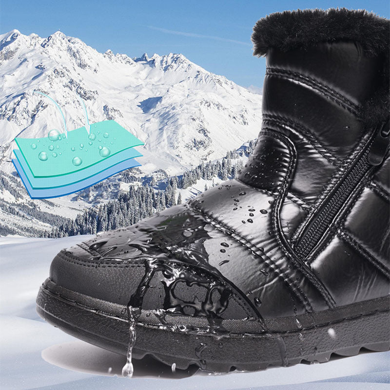 Bottes de neige épaisses en peluche pour femme, avec fermeture éclair latérale, plateforme haute, chaussures chaudes en coton, solides, imperméables, bottes de marche en polaire, hiver
