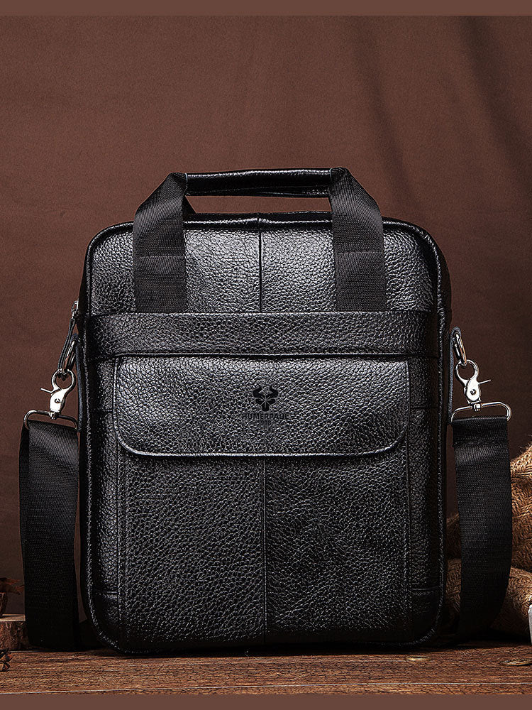 Sac messager d'affaires en cuir véritable pour hommes Hummer Business Commute