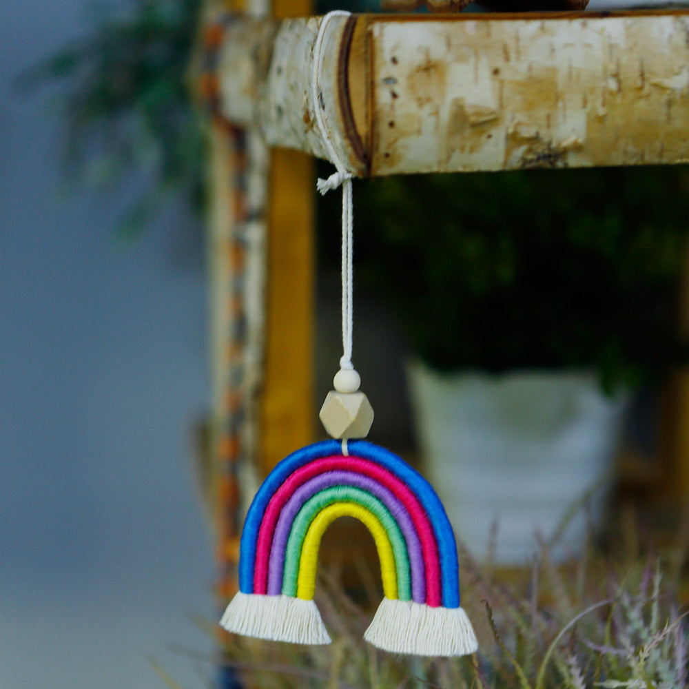Vintage Bohemian Handwoven Rainbow Car Pendant