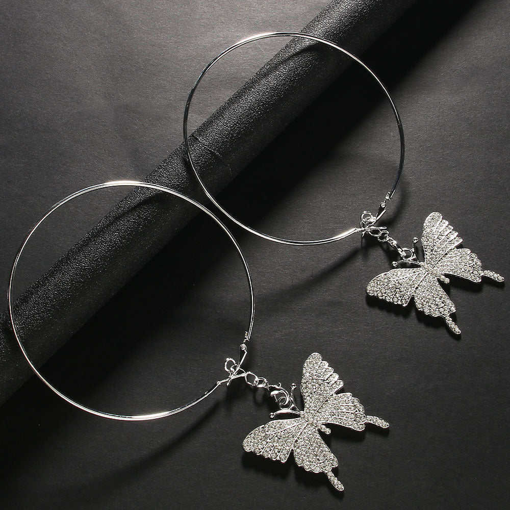 Boucles d'oreilles pendantes diamant rond pour femme
