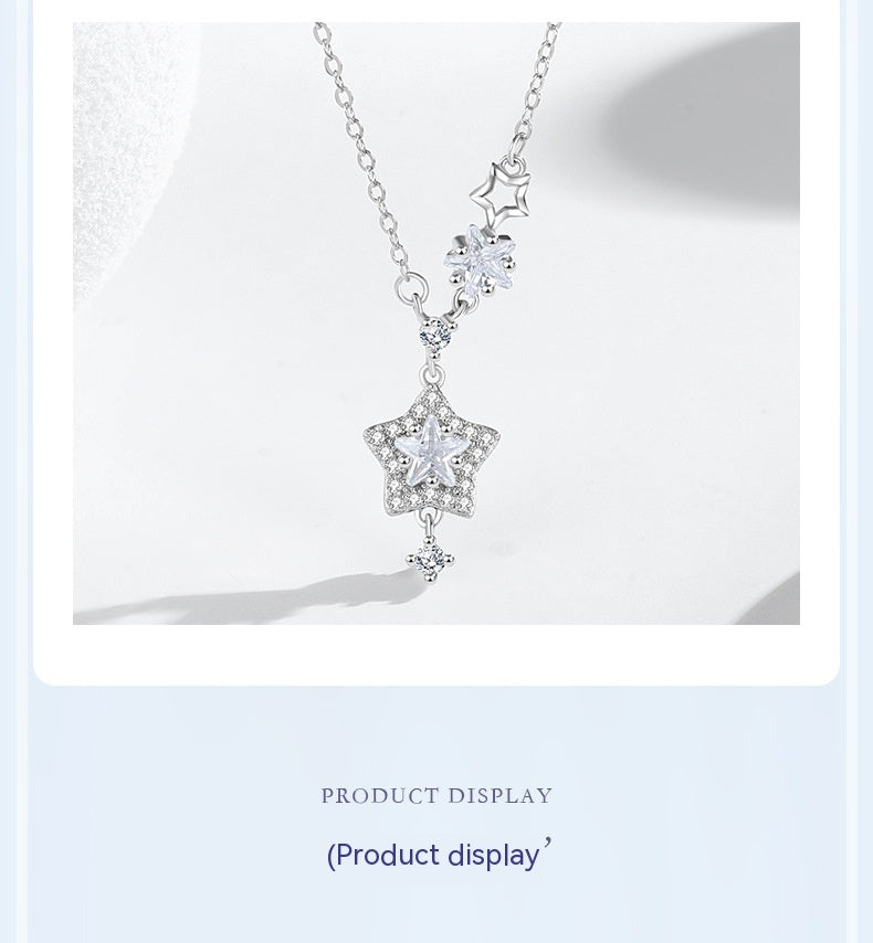 Sterling Silver 925 Necklace Women's Simple Non-mainstream Style Zircon Clavicle Chain