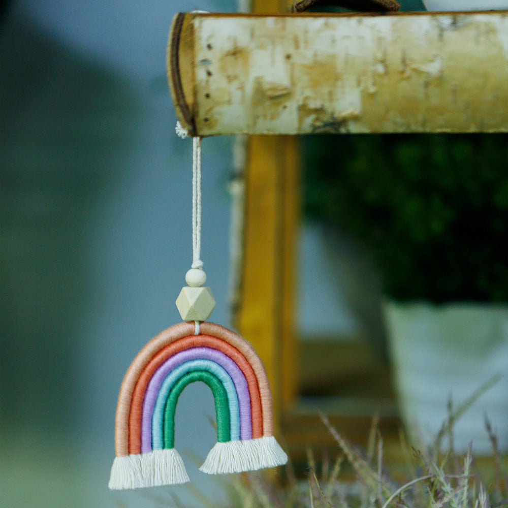 Vintage Bohemian Handwoven Rainbow Car Pendant