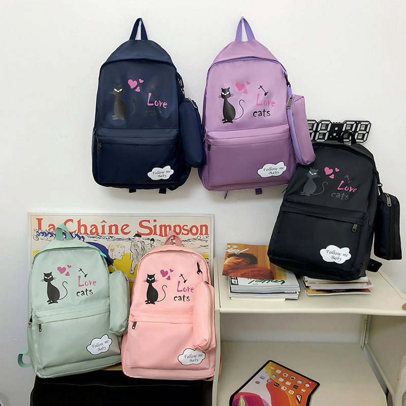Sac à dos de grande capacité imprimé dessin animé féminin