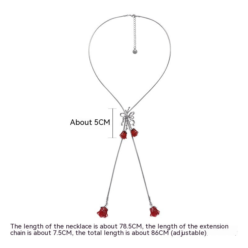 Red Rose Bow Earrings For Women