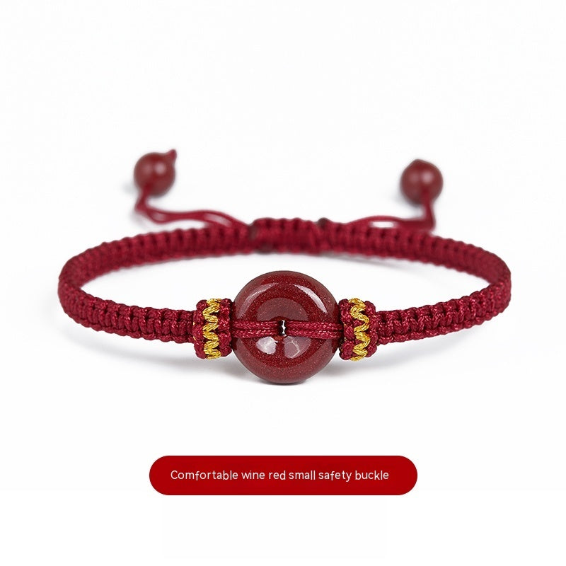 Women's Fashion Birth Year Cinnabar Peace Buckle Red Rope Bracelet