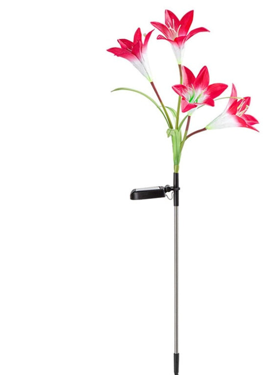 Lumières solaires de fleur de lys lumière solaire de jardin LED lumière de pelouse lumière de paysage lumière de fleur imperméable