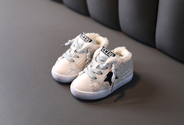 Deux baskets en coton et chaussures rembourrées en velours pour filles, chaussures blanches en coton