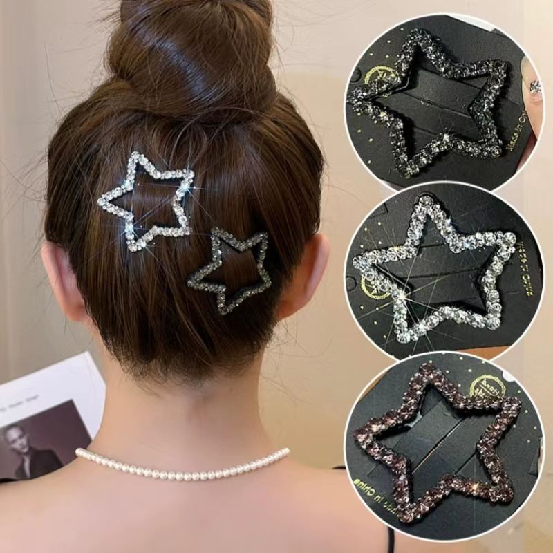 Épingle à cheveux étoile en strass Simple haut de gamme, coiffure féminine douce et Cool
