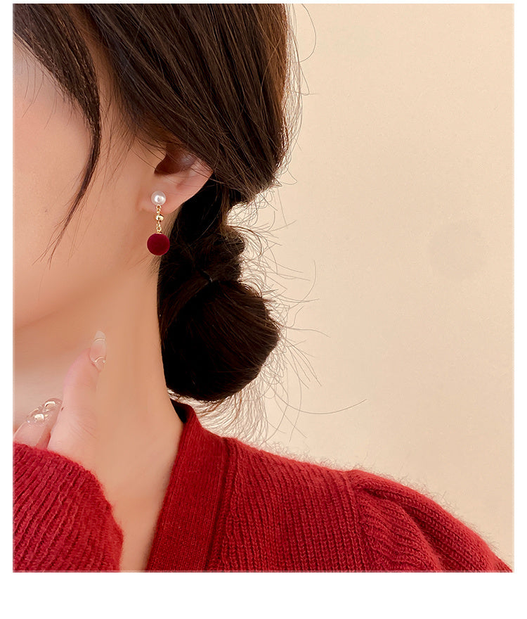 Boucles d'oreilles à tige lumineuses rétro rouges floquées