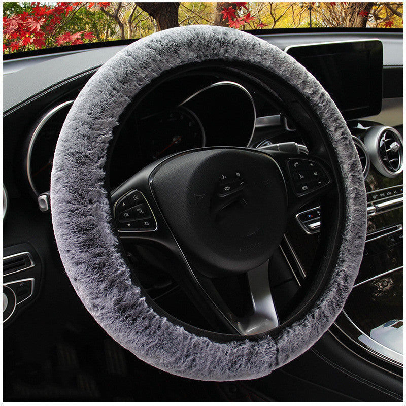 High-density Rex Rabbit Plush Elastic Steering Wheel Cover