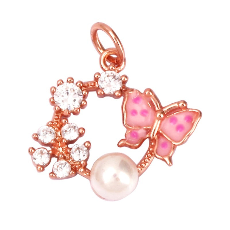 Pure Copper Micro-inlaid Color Flower Zircon Hollow Glossy Flower Listing