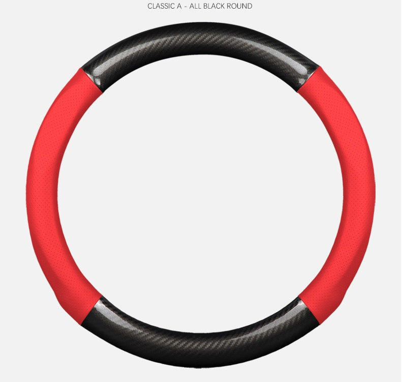 Couvre volant en cuir et fibre de carbone