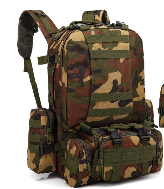 Mochila de viaje para hombre Mochila de tela Oxford para exteriores Tácticas de camuflaje del ejército Bolso de hombro doble Montañismo Mochila combinada grande
