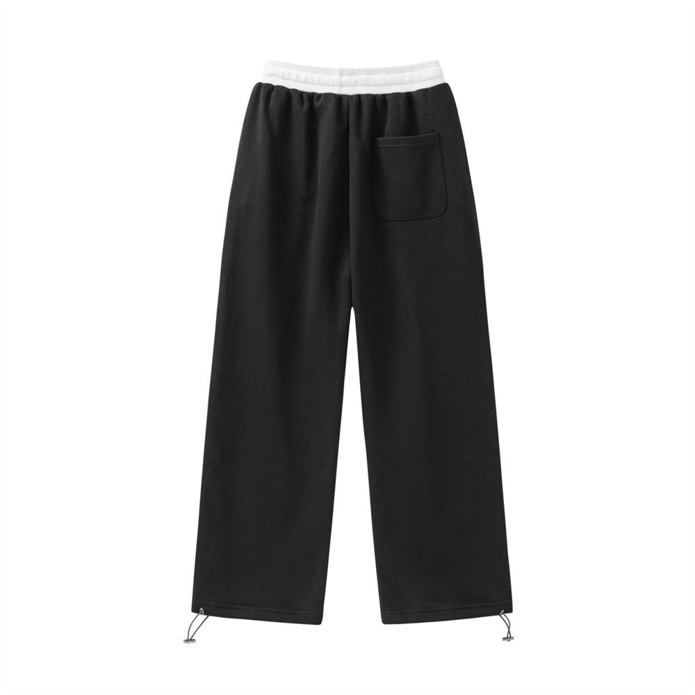 American Street Simple Letter Embroidery Casual Straight Trousers