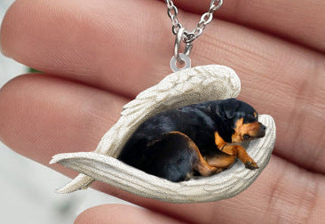 New Unique Dogs And Cats Sleeping Angel Pendant Car Key Ring