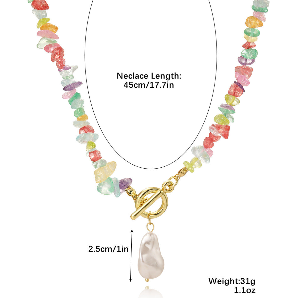 Collier bohème en pierre concassée colorée